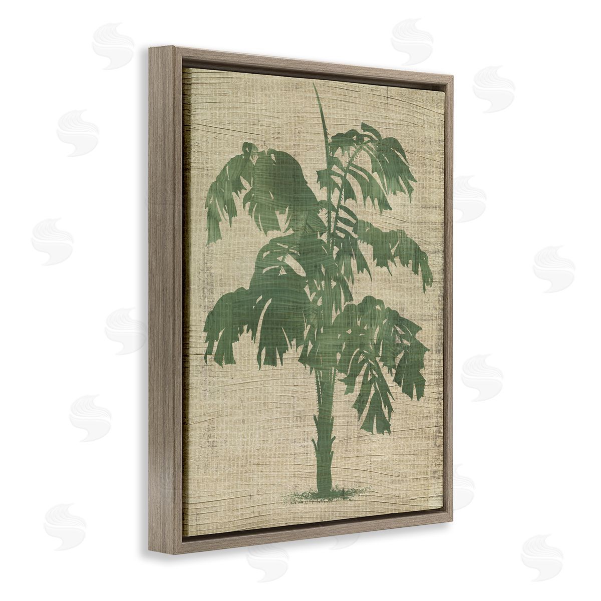Vintage Plant Silhouette Brown Floating Frame Canvas Wall Art, Home Decor by June Erica Vess