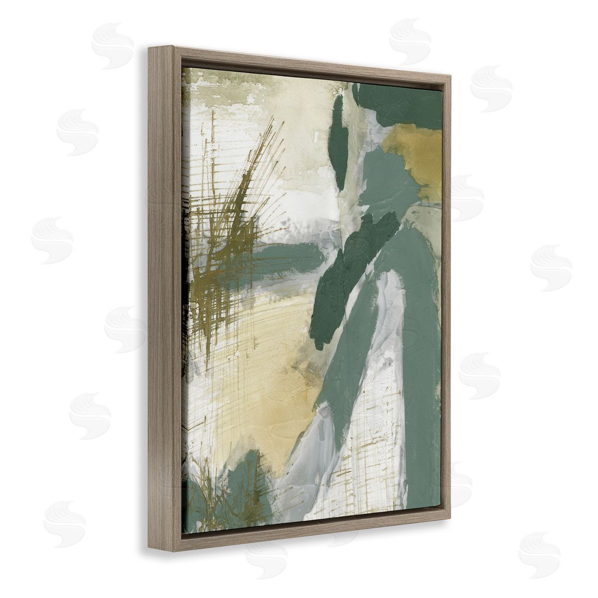 Dynamic Abstract with Grey Brown Floating Frame Canvas Wall Art, Home Decor by Vanna Lam