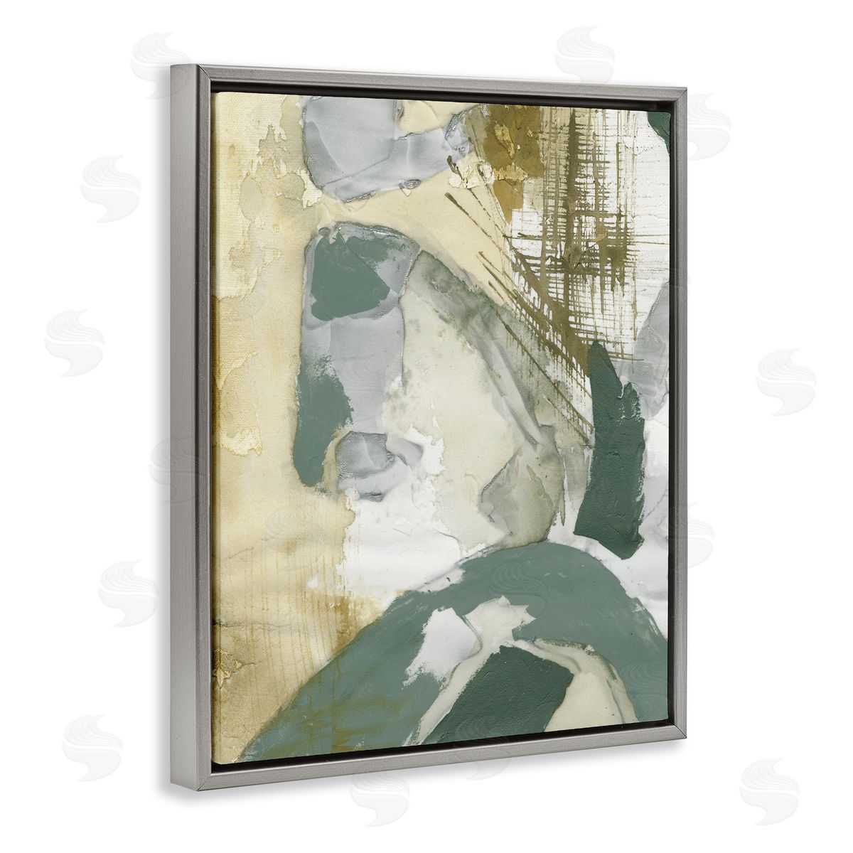 Dynamic Chaotic Abstract Grey Floating Frame Canvas Wall Art, Home Decor by Vanna Lam