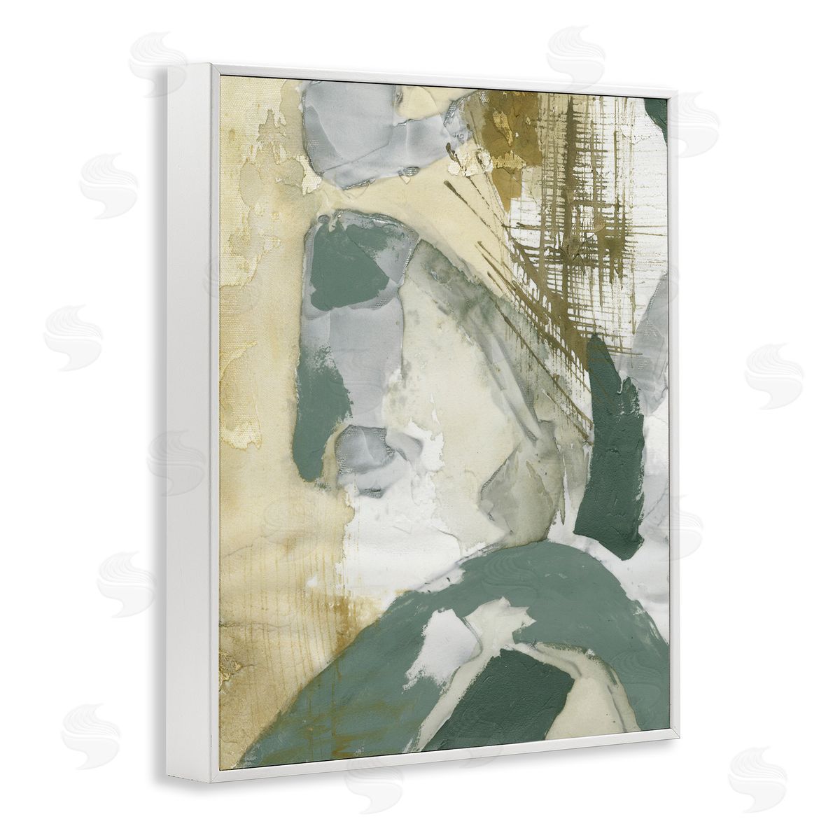 Dynamic Chaotic Abstract White Frame Print Wall Art, Home Decor by Vanna Lam