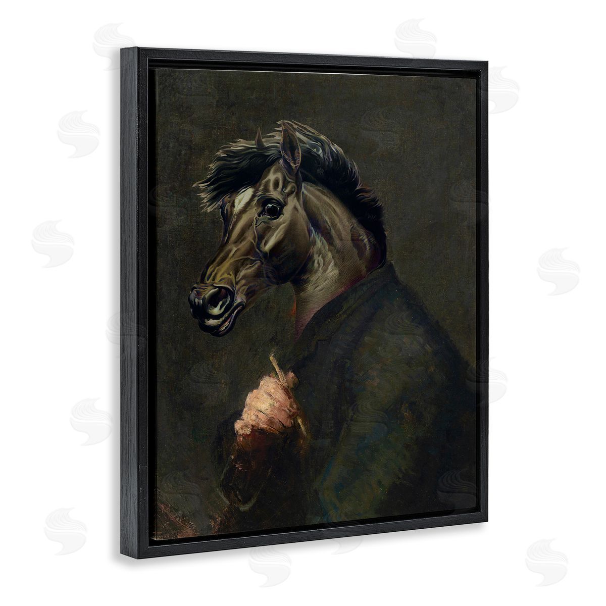 Horse Painter Portrait Black Floating Frame Canvas Wall Art, Home Decor by Alicia Longley
