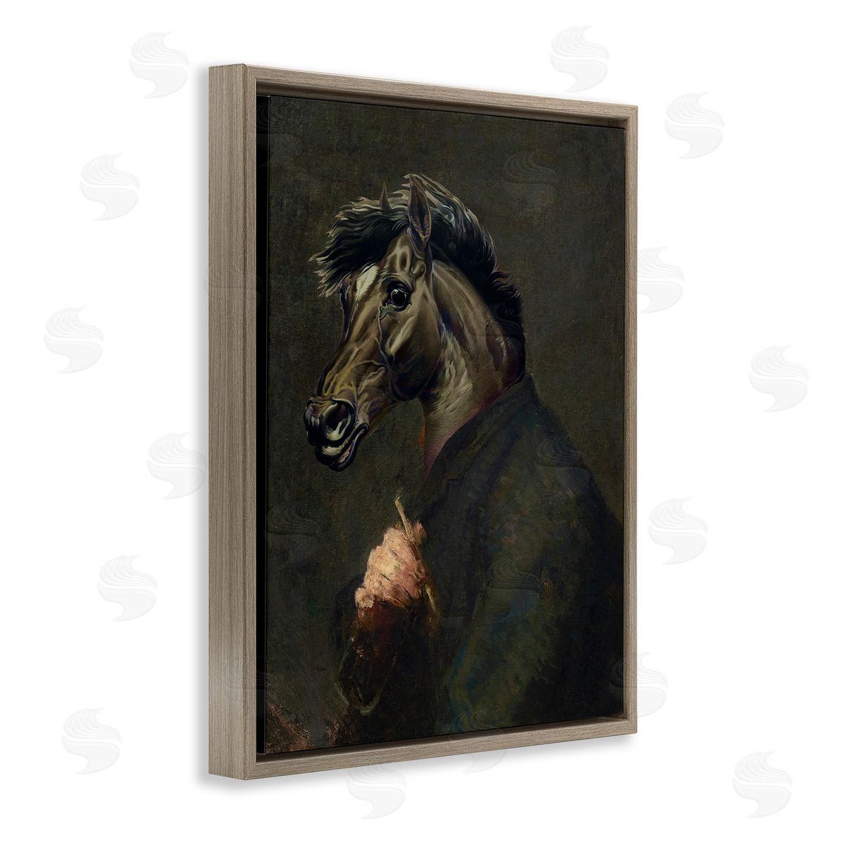 Horse Painter Portrait Brown Floating Frame Canvas Wall Art, Home Decor by Alicia Longley