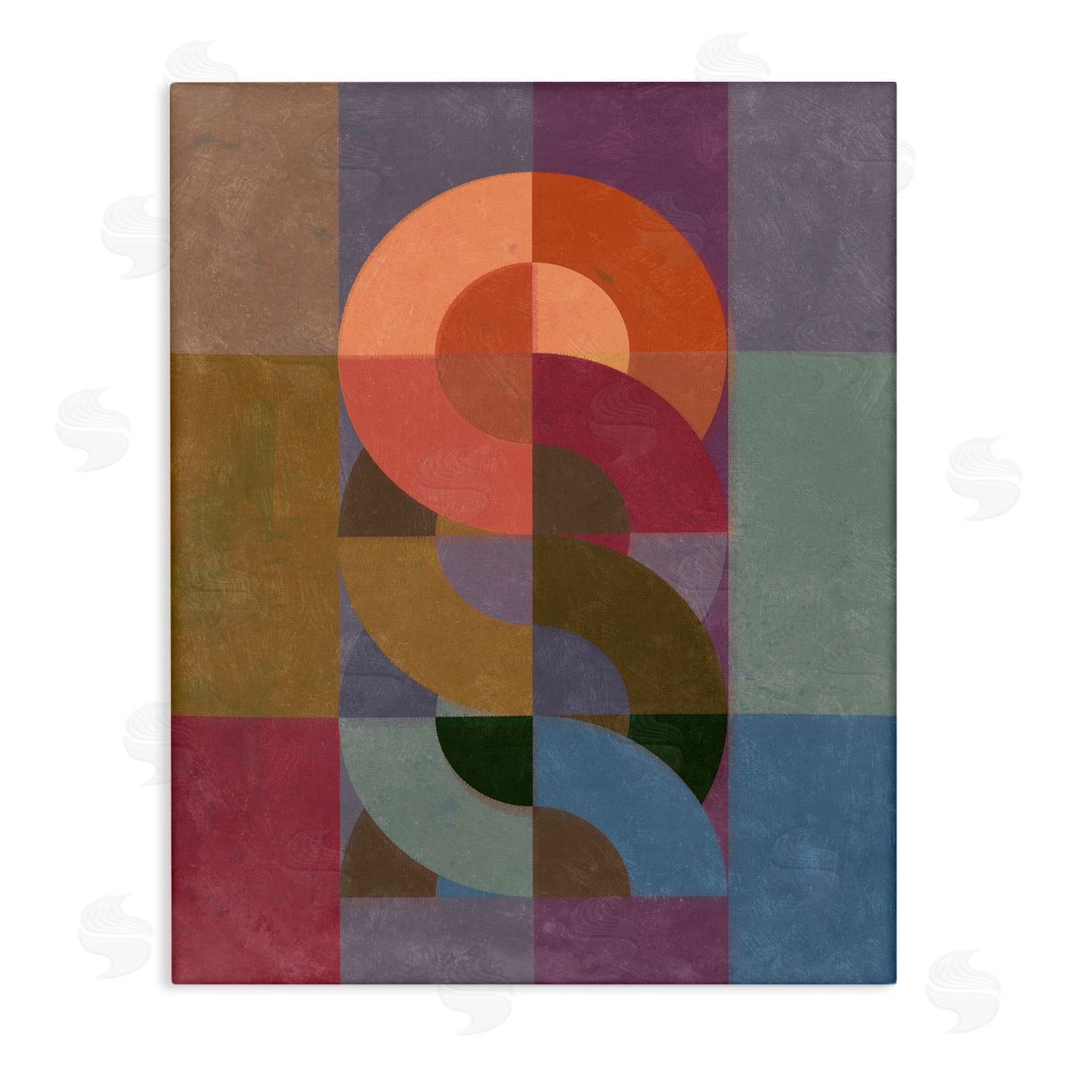 Retro Interlocking Circles Canvas Wall Art, Home Decor by Victoria Barnes