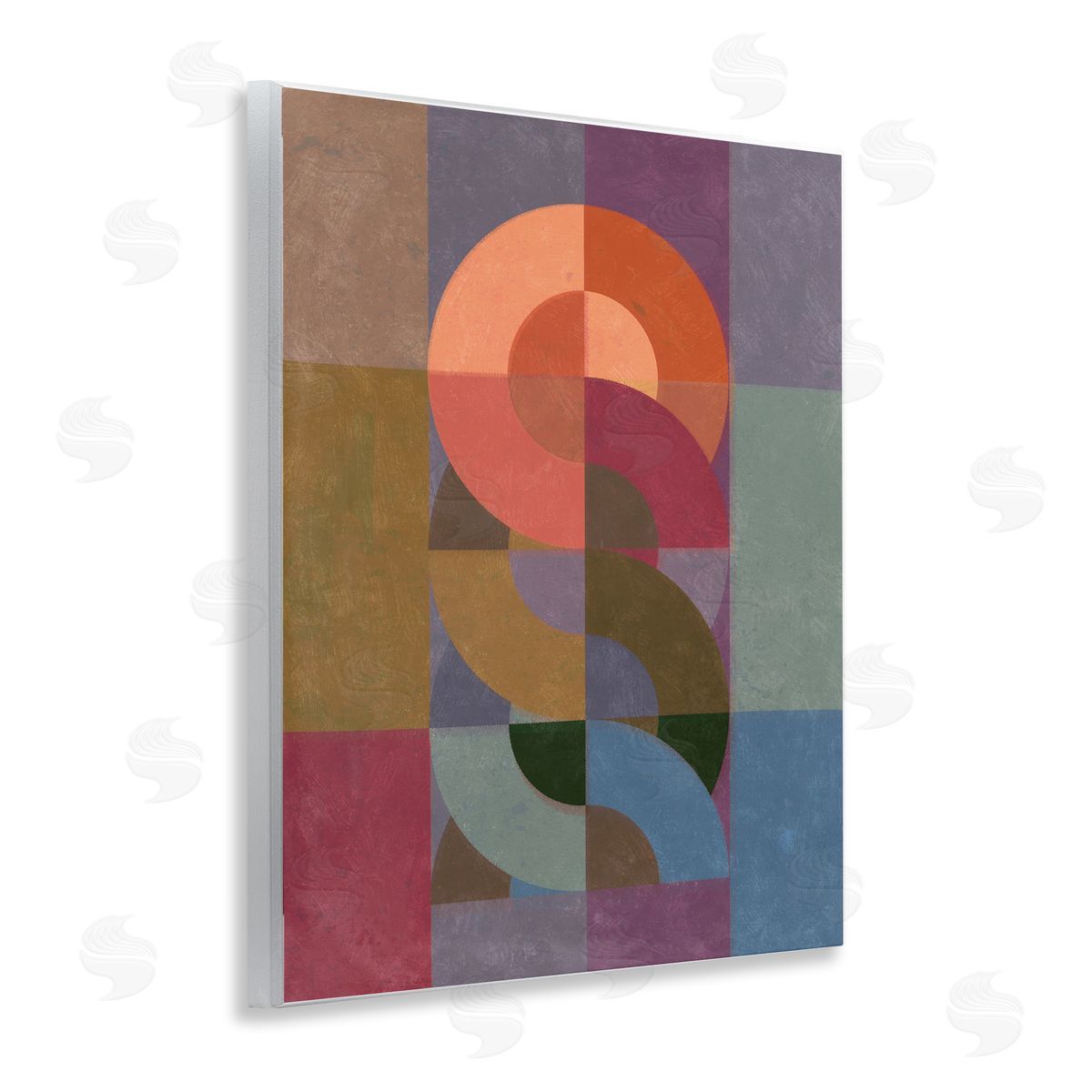 Retro Interlocking Circles Wood Plaque Wall Art, Home Decor by Victoria Barnes
