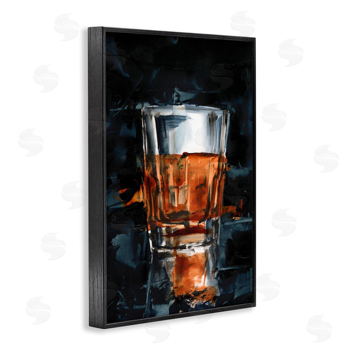 Straight Whiskey Glass Black Frame Print Wall Art, Home Decor by Ethan Harper