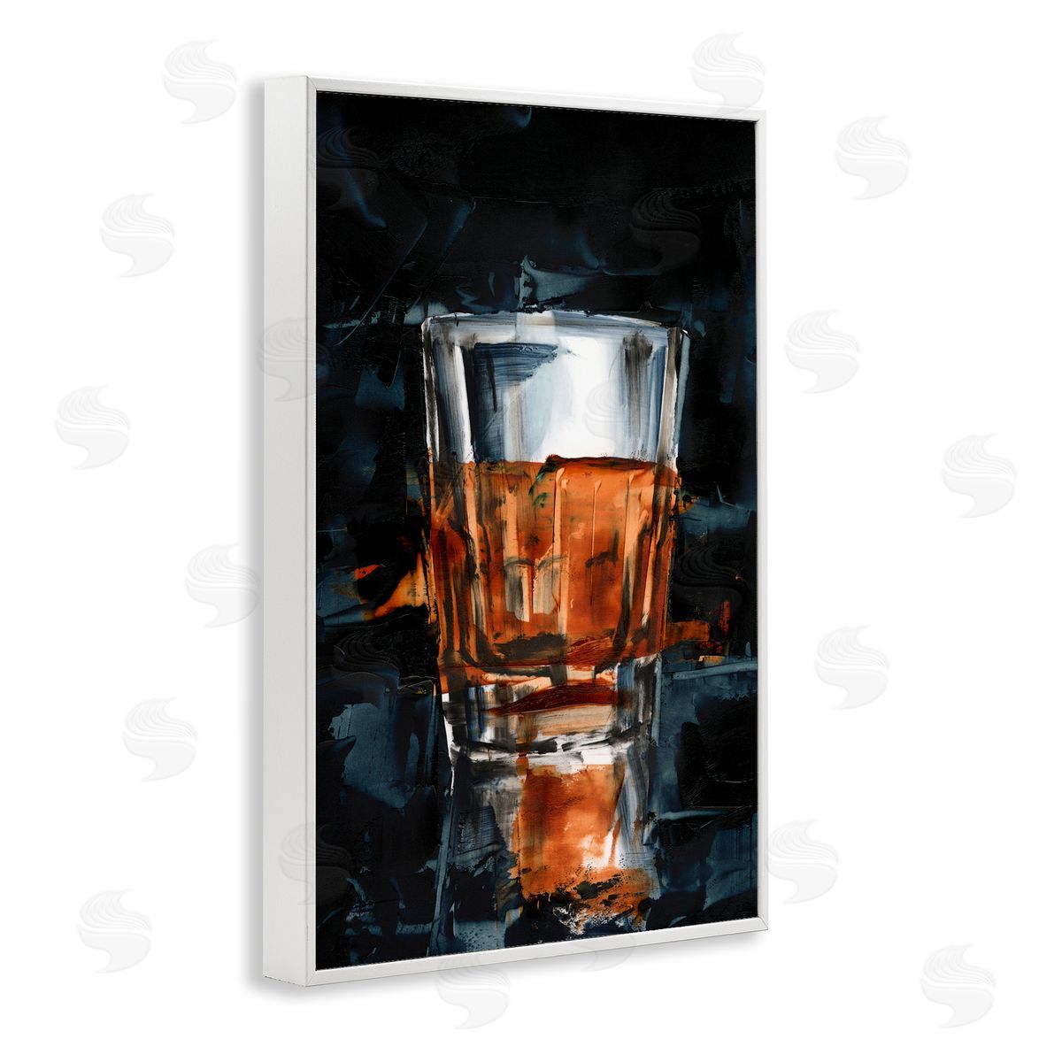 Straight Whiskey Glass White Frame Print Wall Art, Home Decor by Ethan Harper