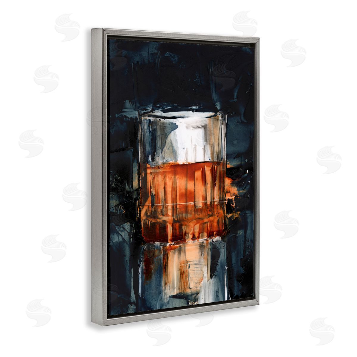 Bourbon in Glass Grey Floating Frame Canvas Wall Art, Home Decor by Ethan Harper