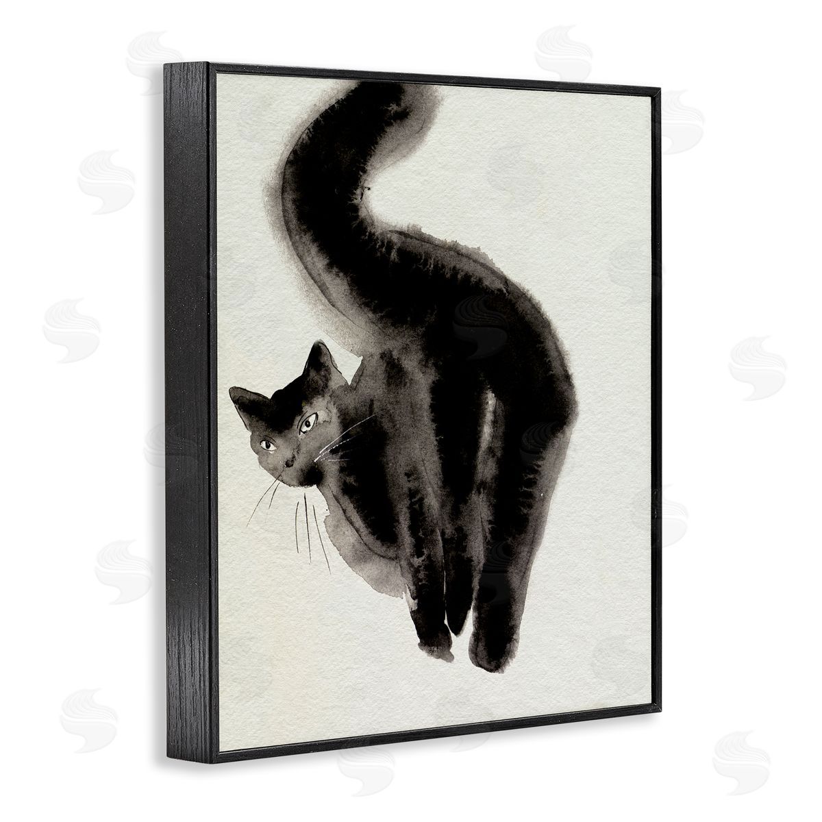 Fun Black Cat Behind Black Frame Print Wall Art, Home Decor by Melissa Wang
