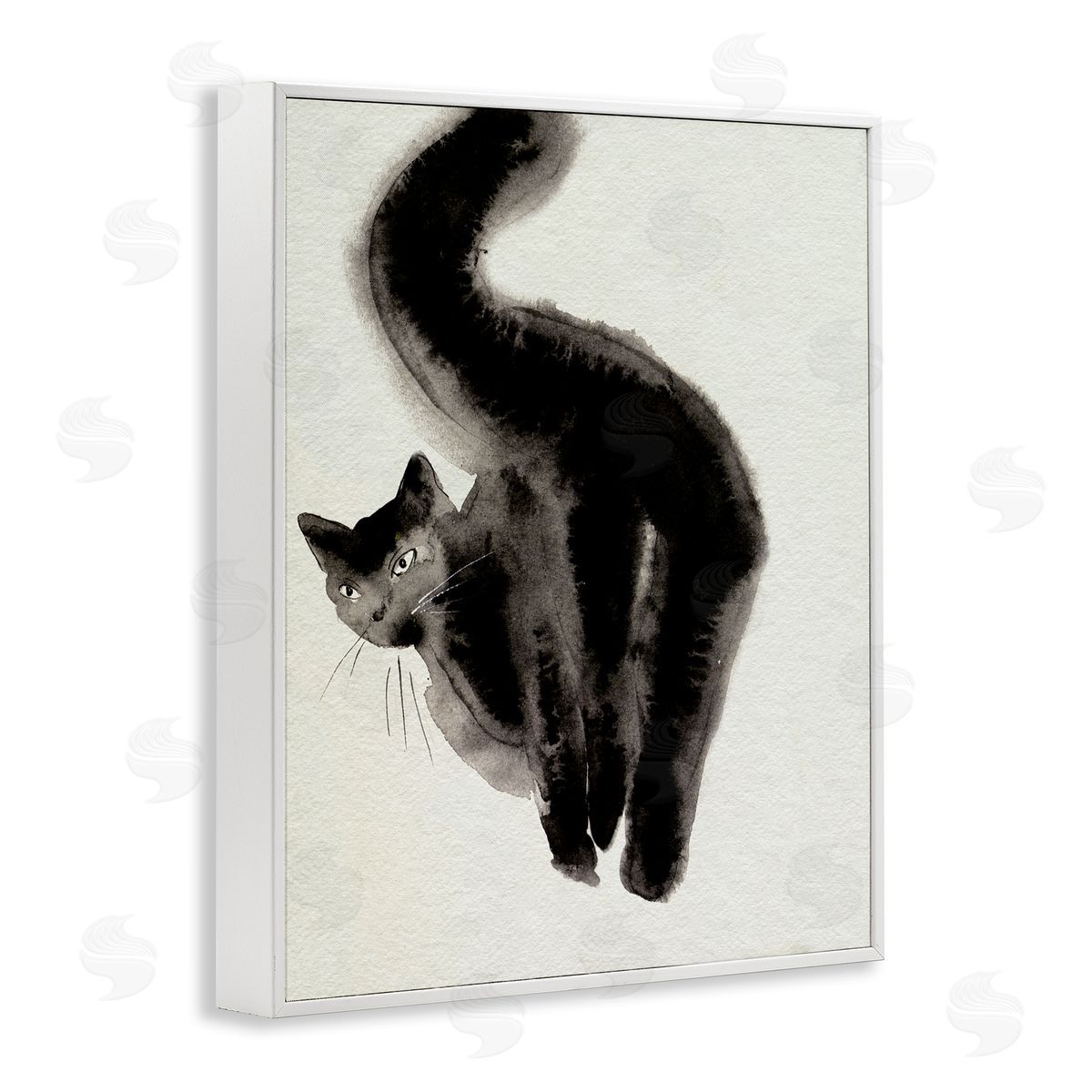 Fun Black Cat Behind White Frame Print Wall Art, Home Decor by Melissa Wang