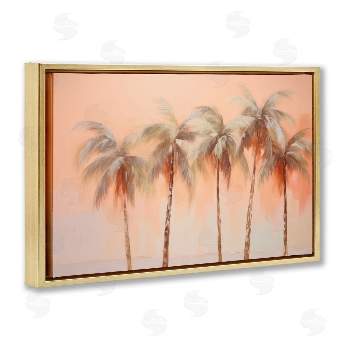 Soft Palm Tree Lineup Gold Floating Frame Canvas Wall Art, Home Decor by Arlington Prints