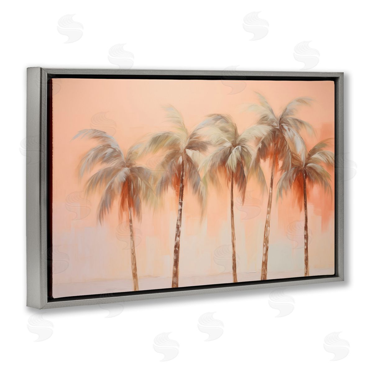 Soft Palm Tree Lineup Grey Floating Frame Canvas Wall Art, Home Decor by Arlington Prints