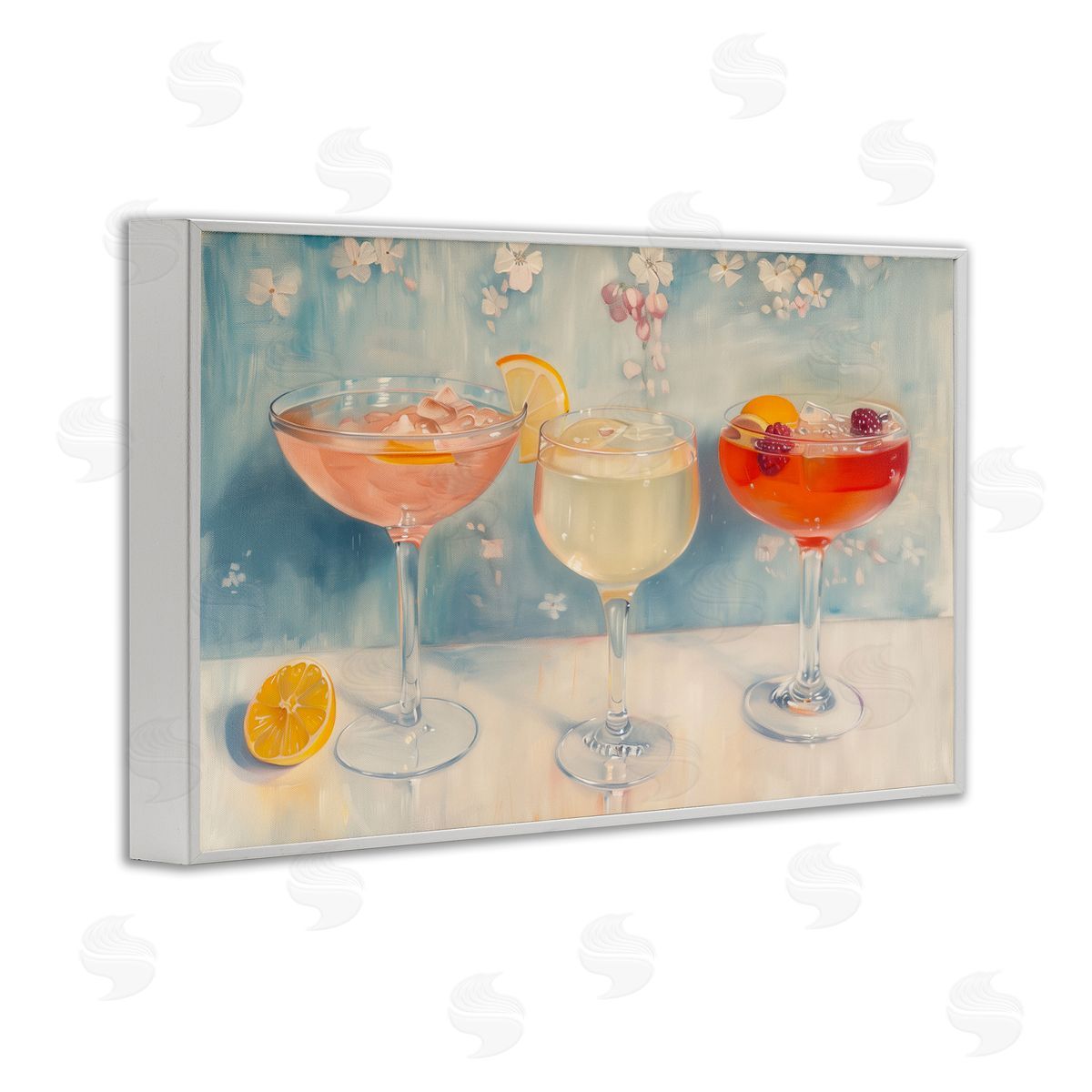 Fun Fruity Cocktails White Frame Print Wall Art, Home Decor by Arlington Prints