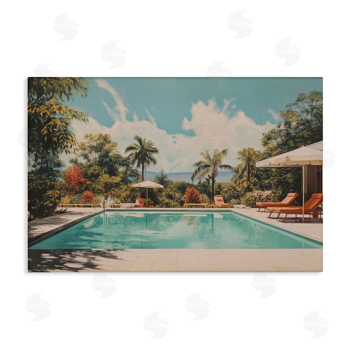 Tropical Villa Swimming Pool Canvas Wall Art, Home Decor by Arlington Prints