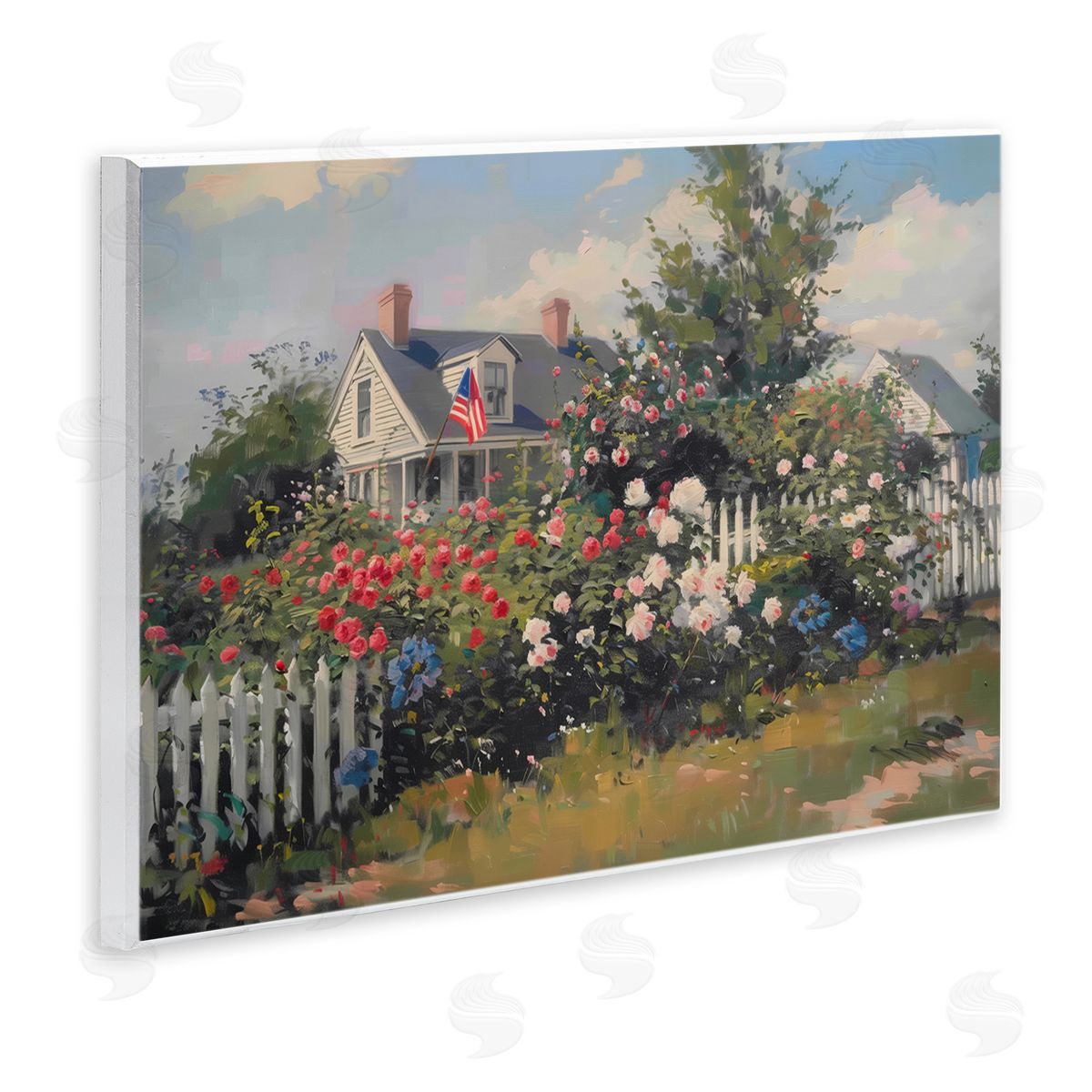 Patriotic Cottage Garden Wood Plaque Wall Art, Home Decor by Arlington Prints