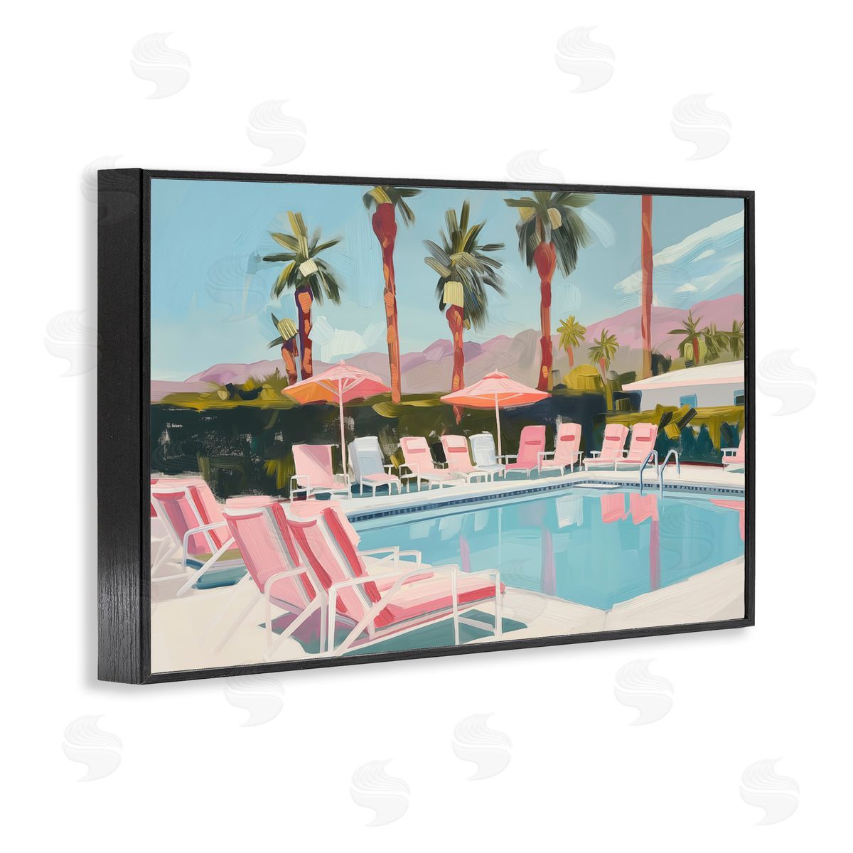 Palm Springs Swimming Pool Black Frame Print Wall Art, Home Decor by Arlington Prints