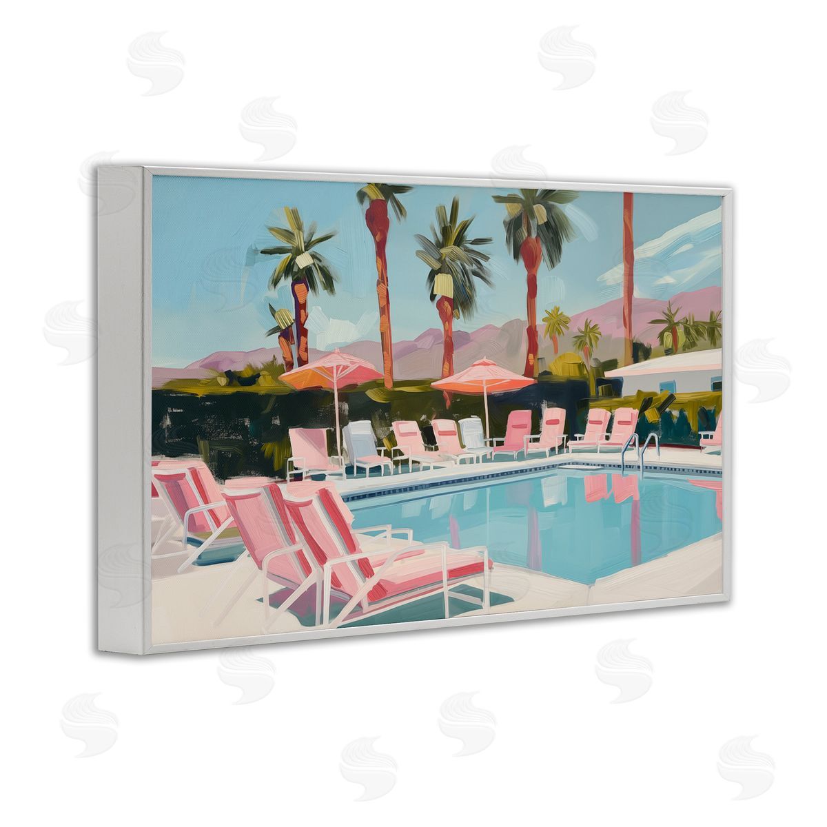 Palm Springs Swimming Pool White Frame Print Wall Art, Home Decor by Arlington Prints