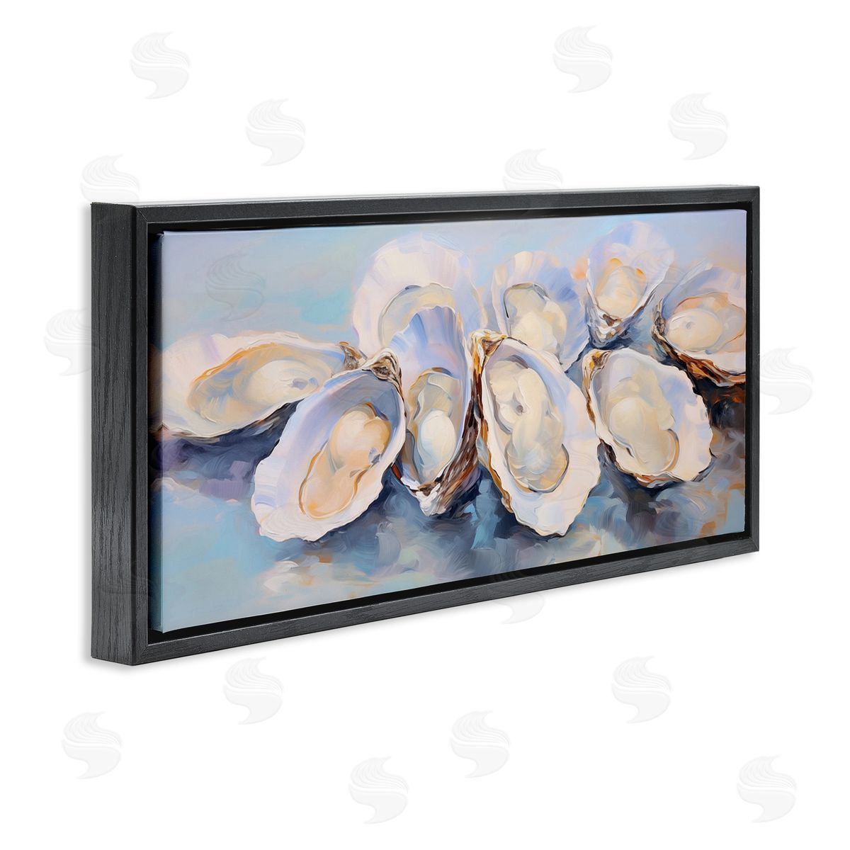 Aquatic Oyster Bunch Black Floating Frame Canvas Wall Art, Home Decor by Arlington Prints