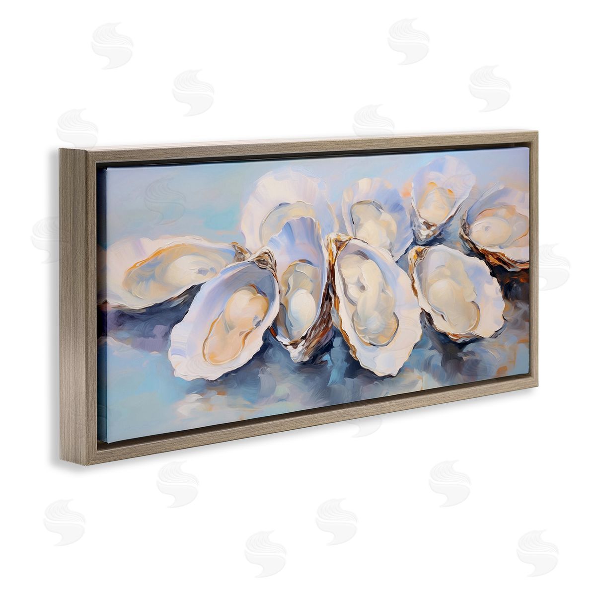 Aquatic Oyster Bunch Brown Floating Frame Canvas Wall Art, Home Decor by Arlington Prints