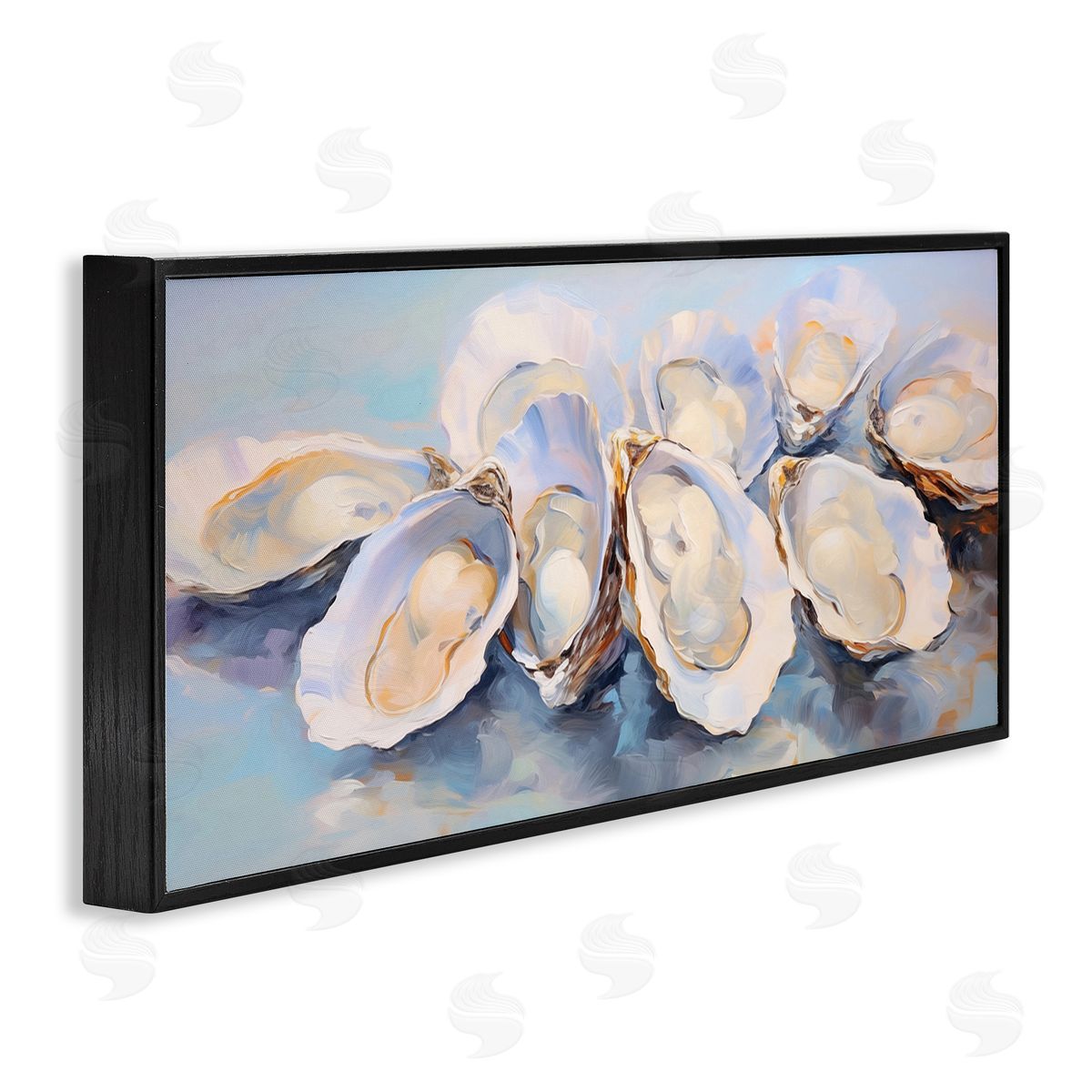 Aquatic Oyster Bunch Black Frame Print Wall Art, Home Decor by Arlington Prints