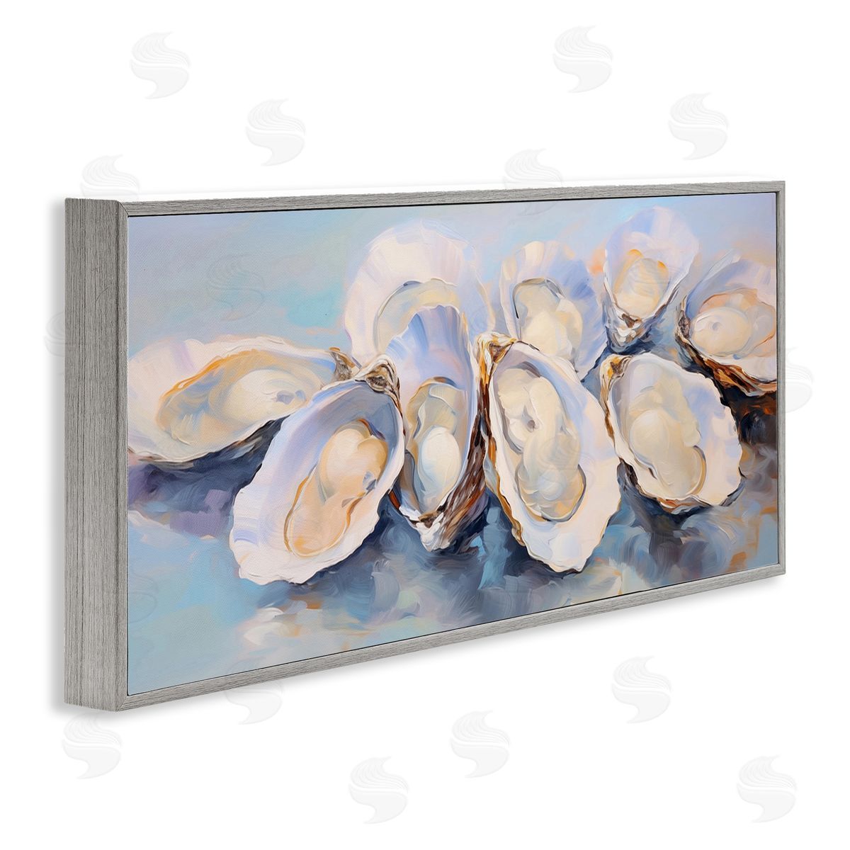 Aquatic Oyster Bunch Grey Frame Print Wall Art, Home Decor by Arlington Prints