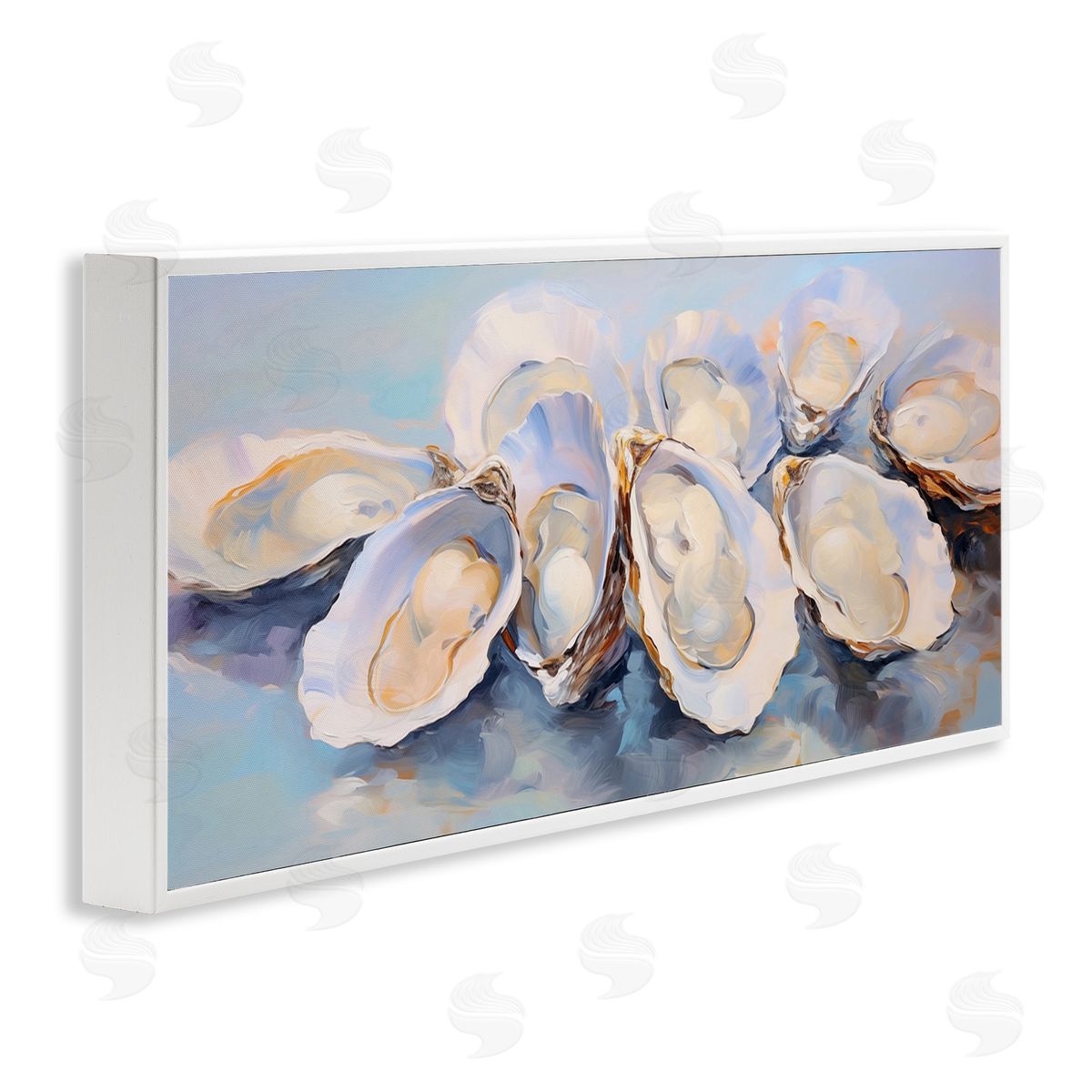 Aquatic Oyster Bunch White Frame Print Wall Art, Home Decor by Arlington Prints