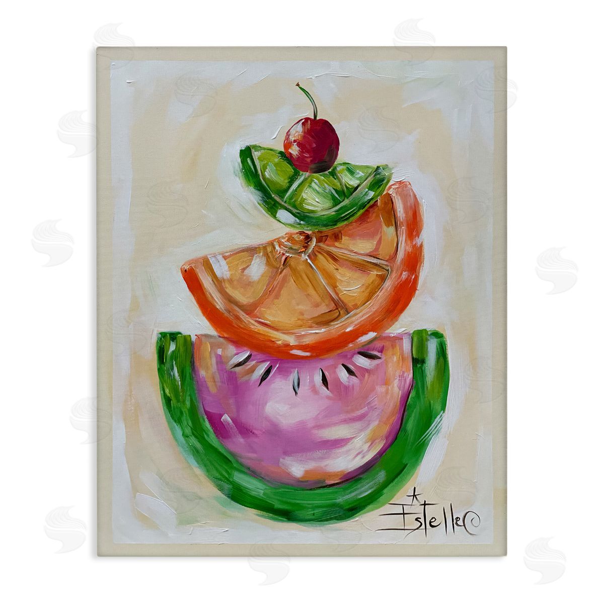 Stacked Fruit Slices Canvas Wall Art, Home Decor by Estelle Grengs