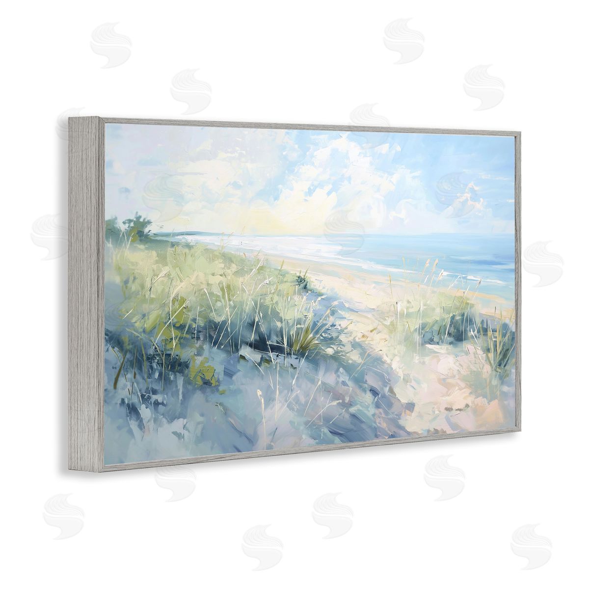 Sunny Day At The Coast Grey Frame Print Wall Art, Home Decor by Gina Kelly