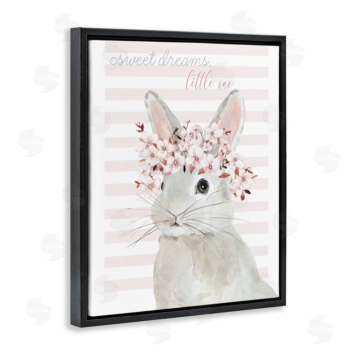 Sweet Dreams Bunny Black Floating Frame Canvas Wall Art, Home Decor by Jessie Perry