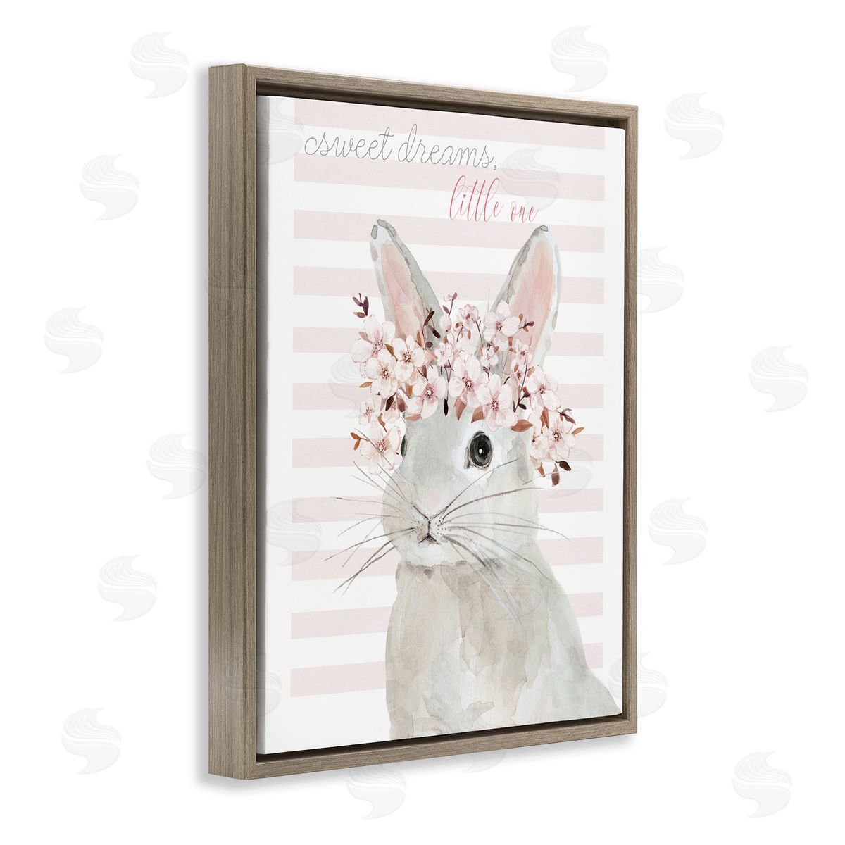Sweet Dreams Bunny Brown Floating Frame Canvas Wall Art, Home Decor by Jessie Perry