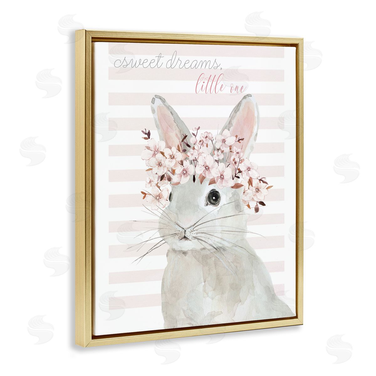 Sweet Dreams Bunny Gold Floating Frame Canvas Wall Art, Home Decor by Jessie Perry
