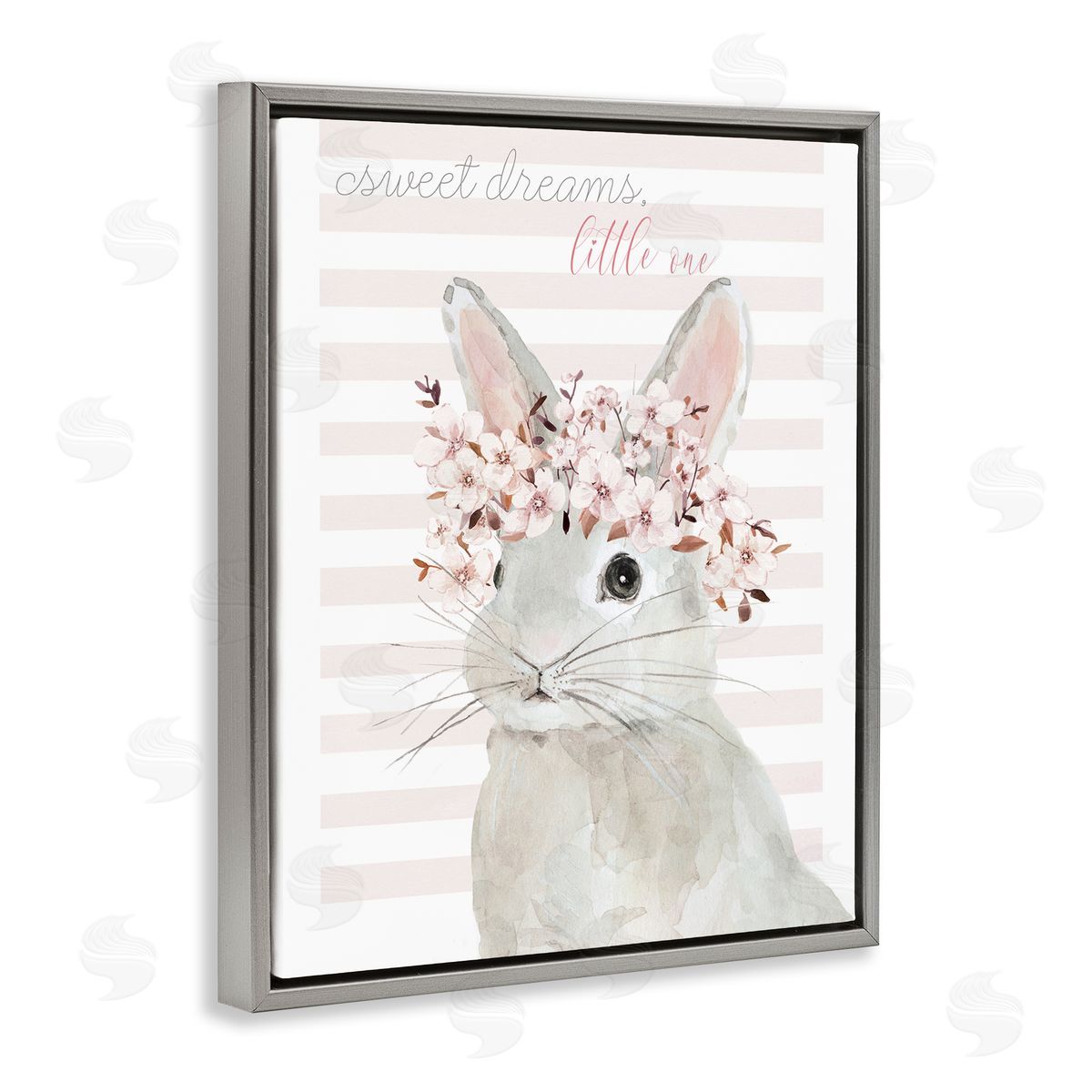 Sweet Dreams Bunny Grey Floating Frame Canvas Wall Art, Home Decor by Jessie Perry
