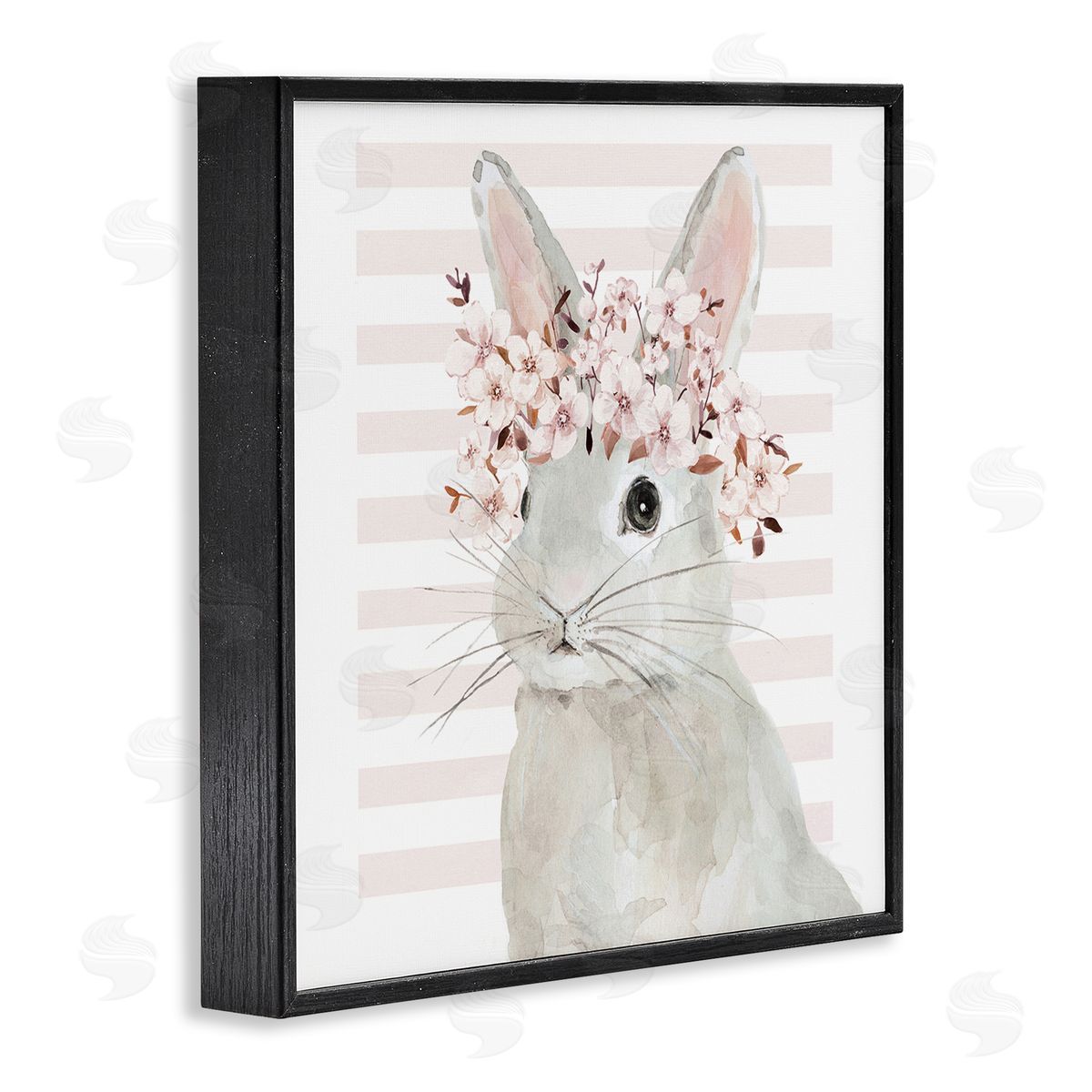 Cherry Blossom Bunny Black Frame Print Wall Art, Home Decor by Jessie Perry