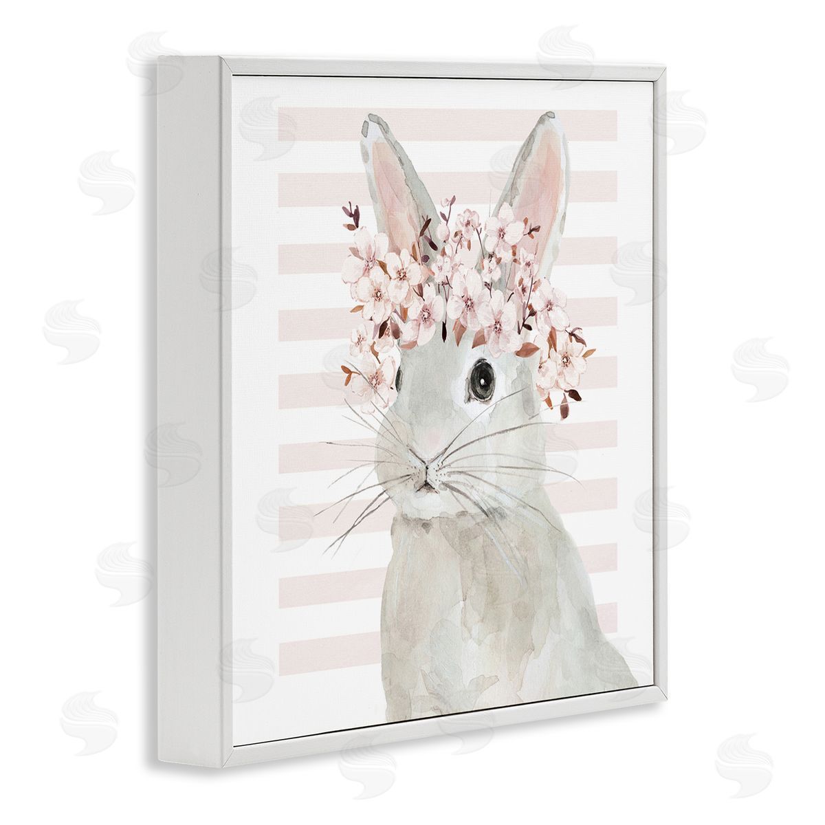 Cherry Blossom Bunny White Frame Print Wall Art, Home Decor by Jessie Perry