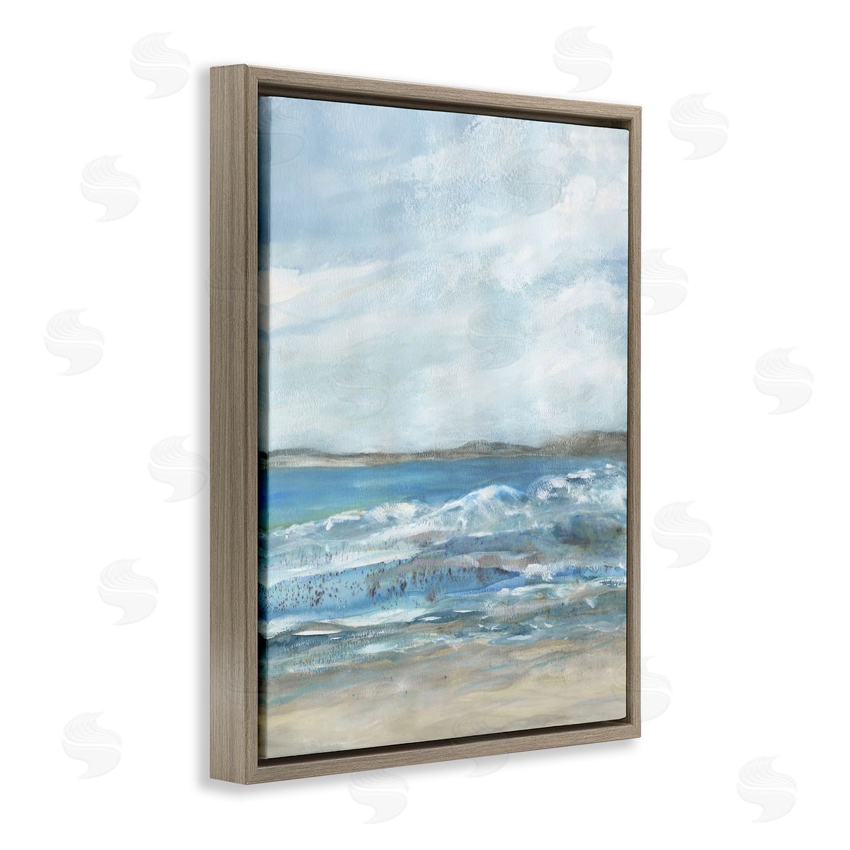 Sandy Surf Beach Brown Floating Frame Canvas Wall Art, Home Decor by Jessie Perry