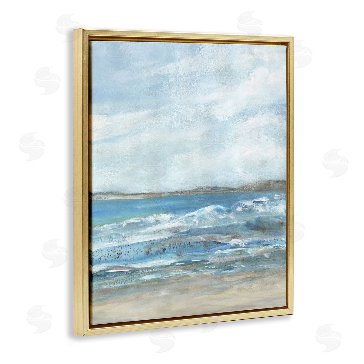 Sandy Surf Beach Gold Floating Frame Canvas Wall Art, Home Decor by Jessie Perry