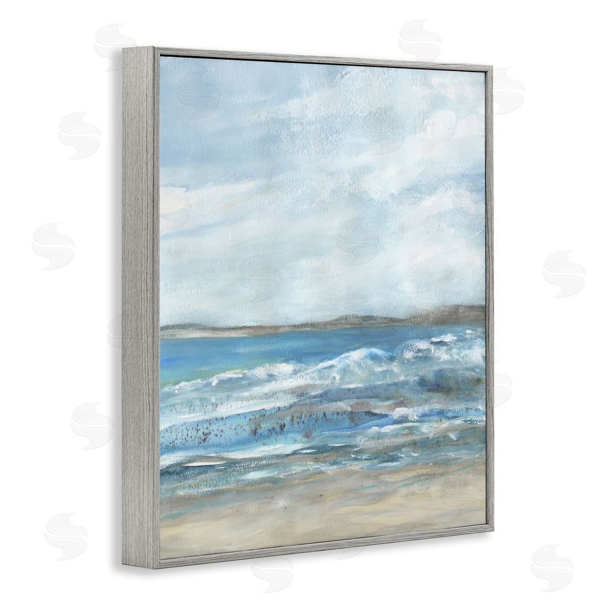 Sandy Surf Beach Grey Frame Print Wall Art, Home Decor by Jessie Perry