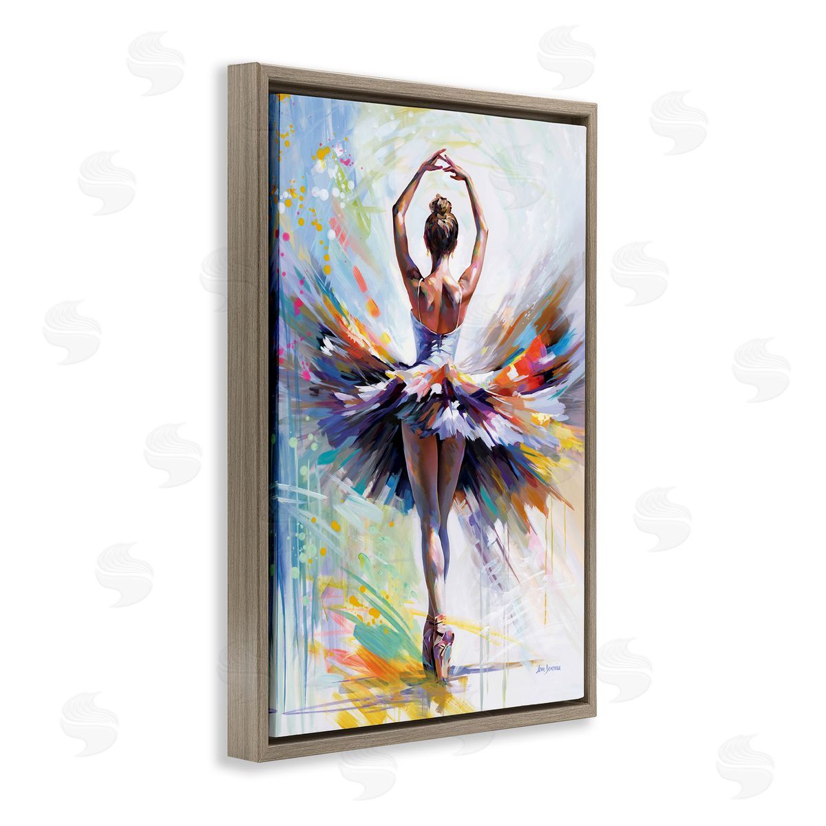 Prelude to Passion Ballet Brown Floating Frame Canvas Wall Art, Home Decor by Leon Devenice