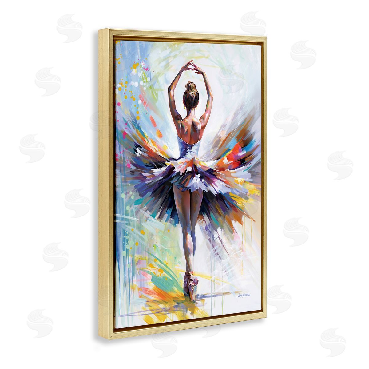 Prelude to Passion Ballet Gold Floating Frame Canvas Wall Art, Home Decor by Leon Devenice