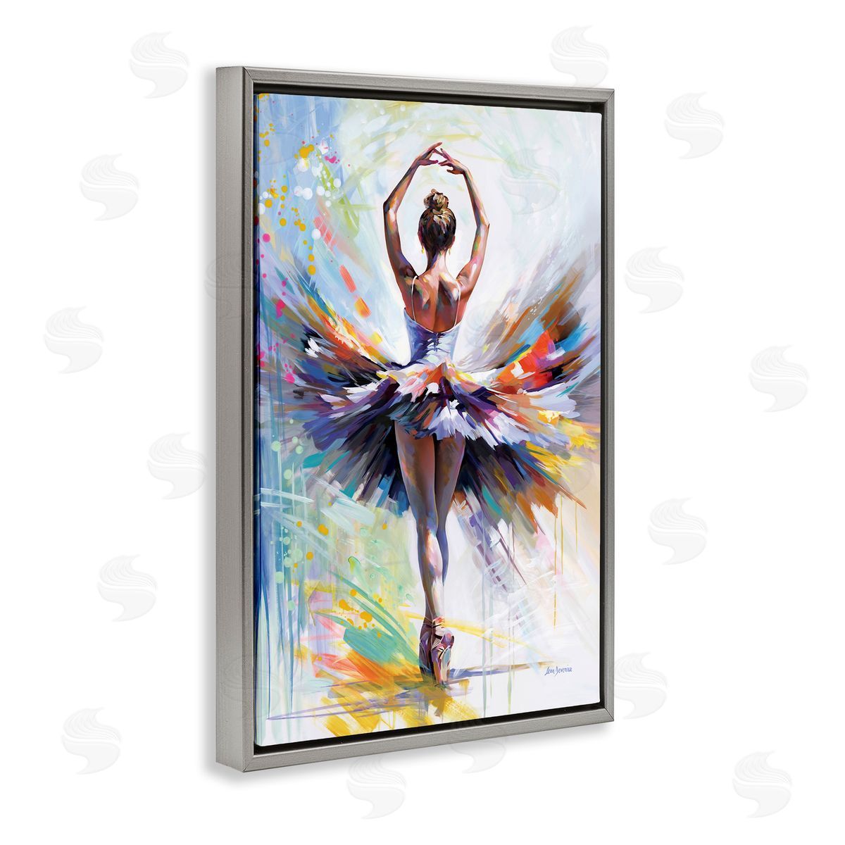 Prelude to Passion Ballet Grey Floating Frame Canvas Wall Art, Home Decor by Leon Devenice