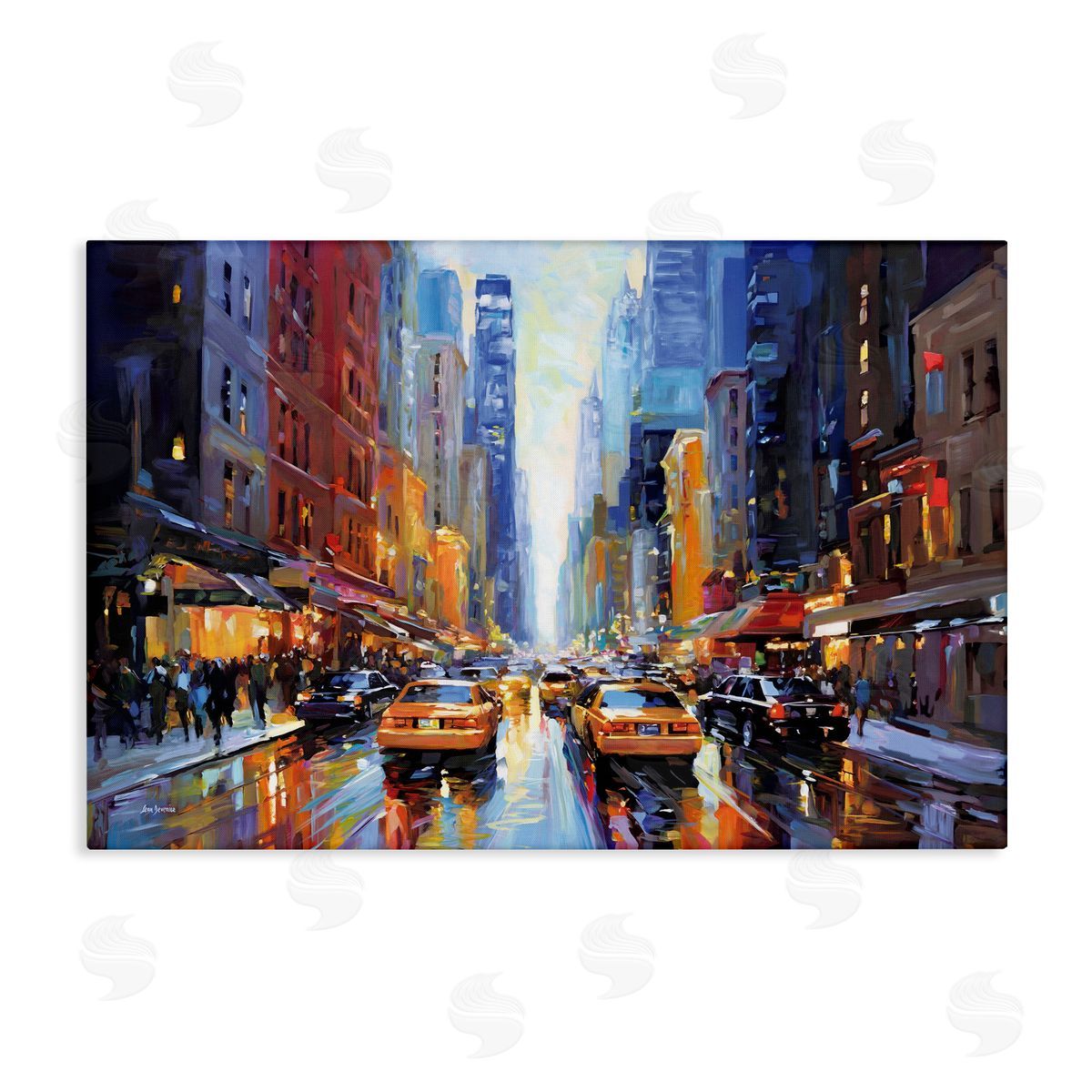 City Traffic in Rain Canvas Wall Art, Home Decor by Leon Devenice