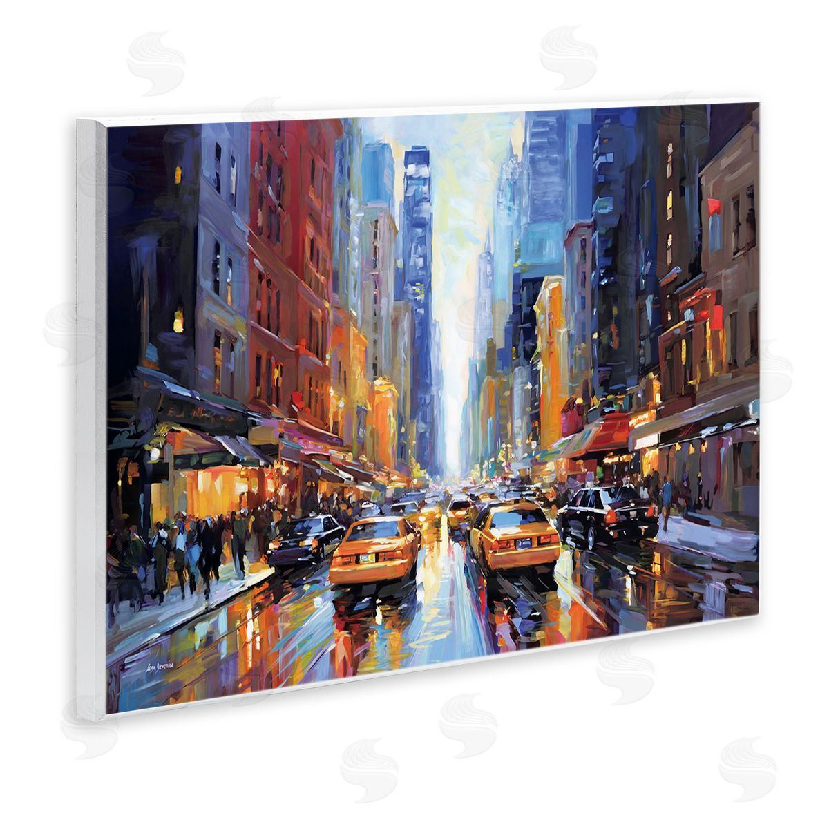City Traffic in Rain Wood Plaque Wall Art, Home Decor by Leon Devenice