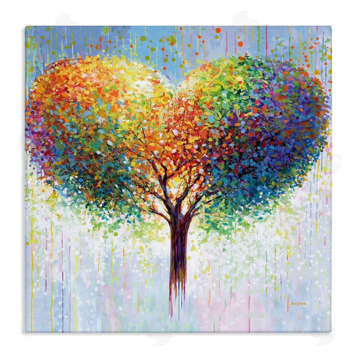 Bold Hued Heart Tree Canvas Wall Art, Home Decor by Leon Devenice