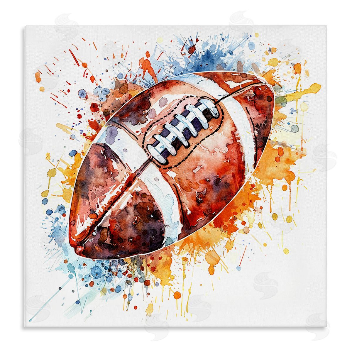 Football Chromatic Splash Canvas Wall Art, Home Decor by LSR Design Studio
