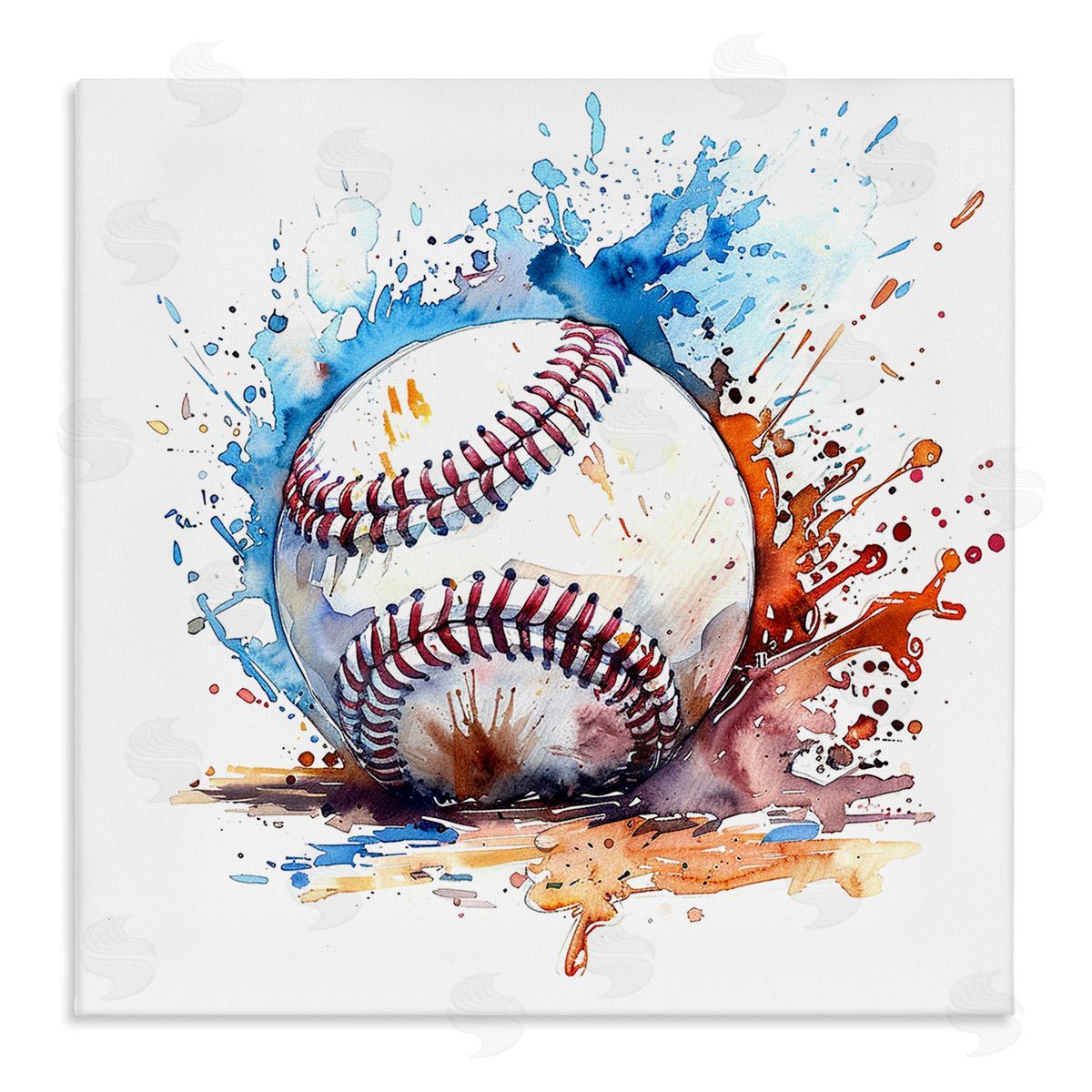 Baseball Chromatic Splash Canvas Wall Art, Home Decor by LSR Design Studio
