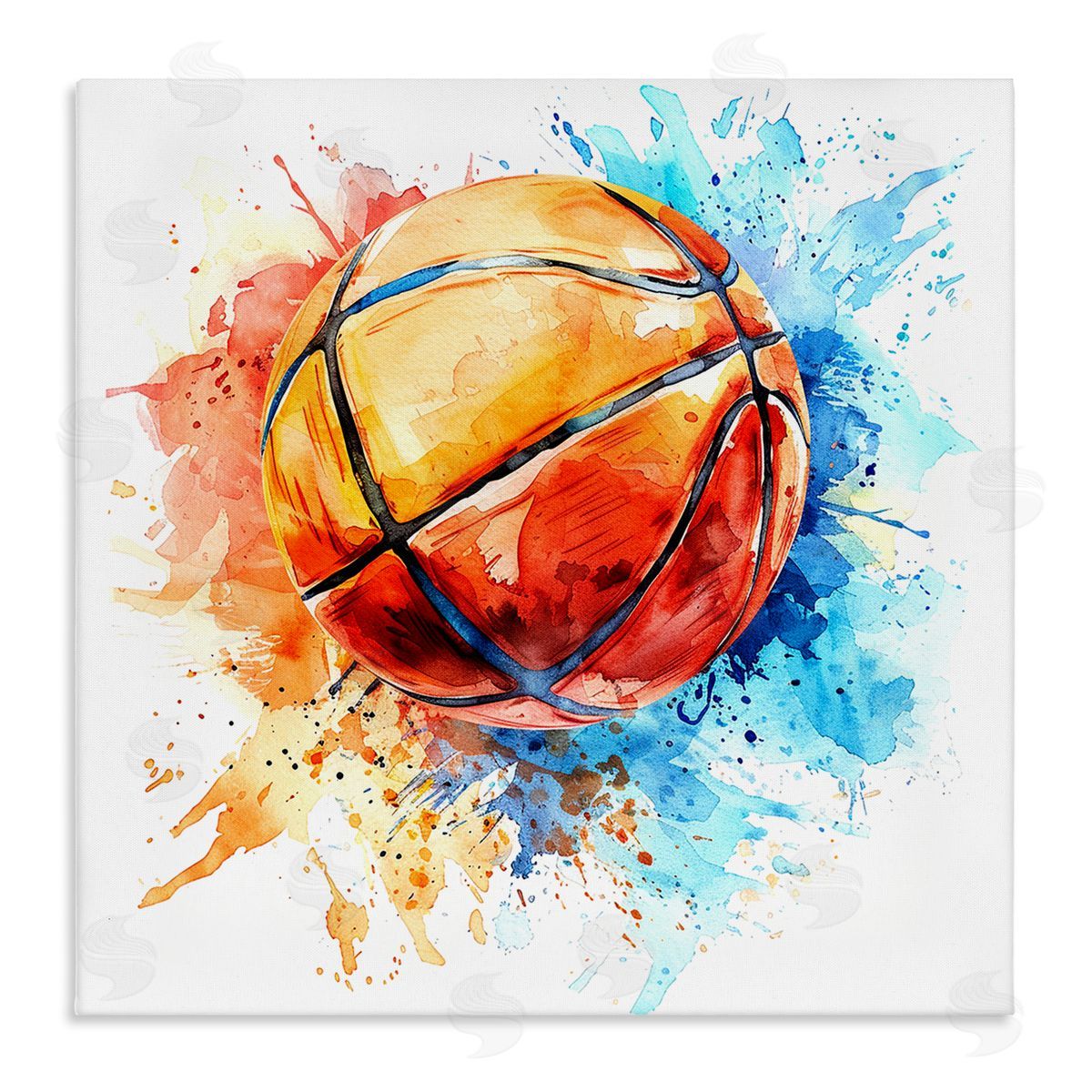 Basketball Chromatic Splash Canvas Wall Art, Home Decor by LSR Design Studio