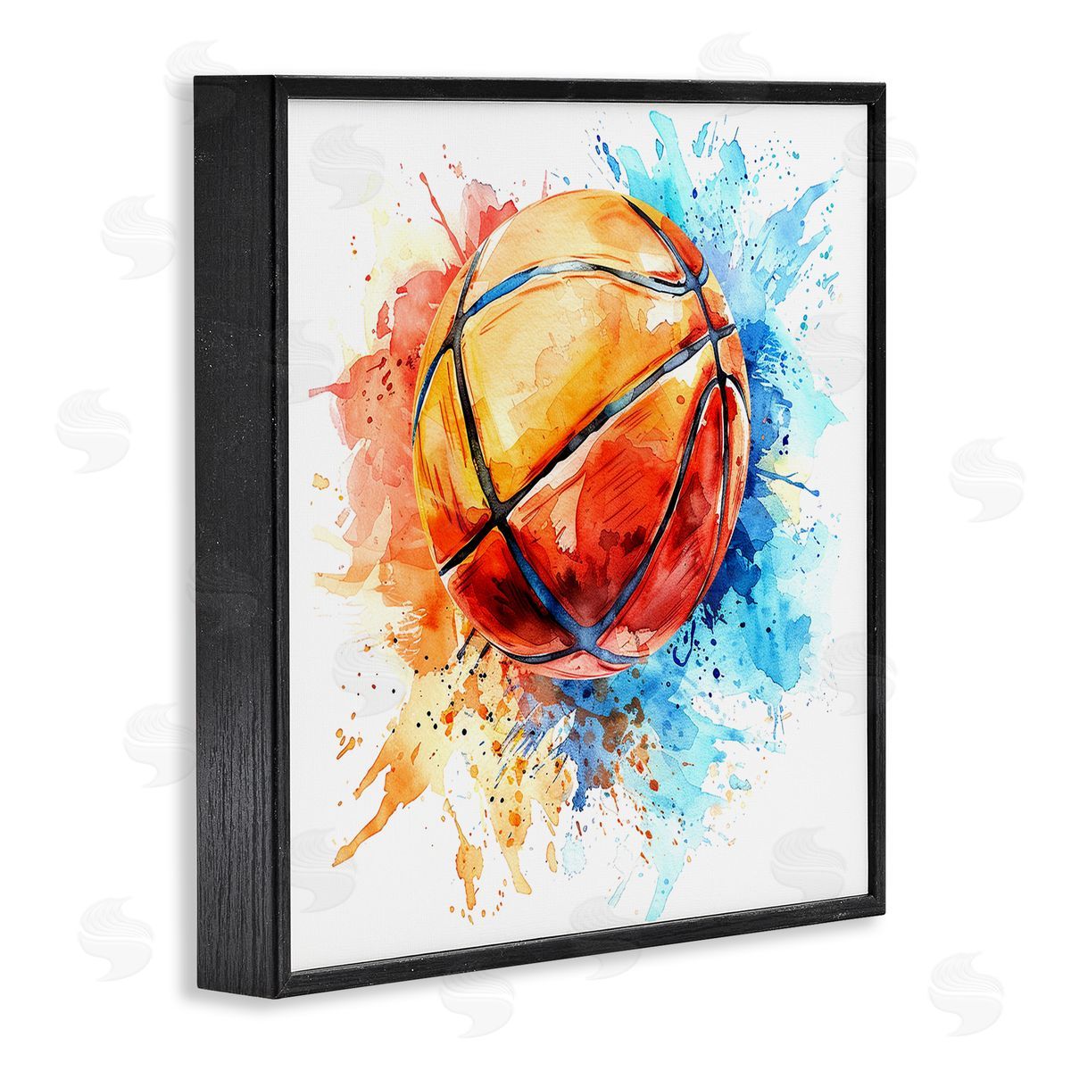 Basketball Chromatic Splash Black Frame Print Wall Art, Home Decor by LSR Design Studio
