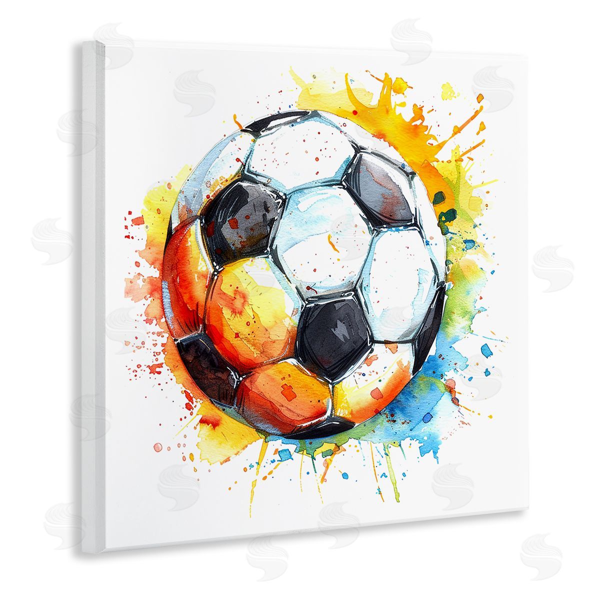 Soccer Ball Bright Splash Wood Plaque Wall Art, Home Decor by LSR Design Studio