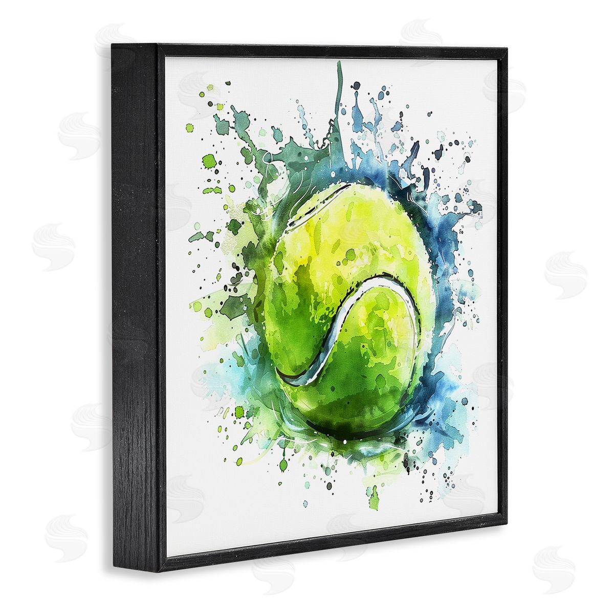 Tennis Ball Bright Splash Black Frame Print Wall Art, Home Decor by LSR Design Studio