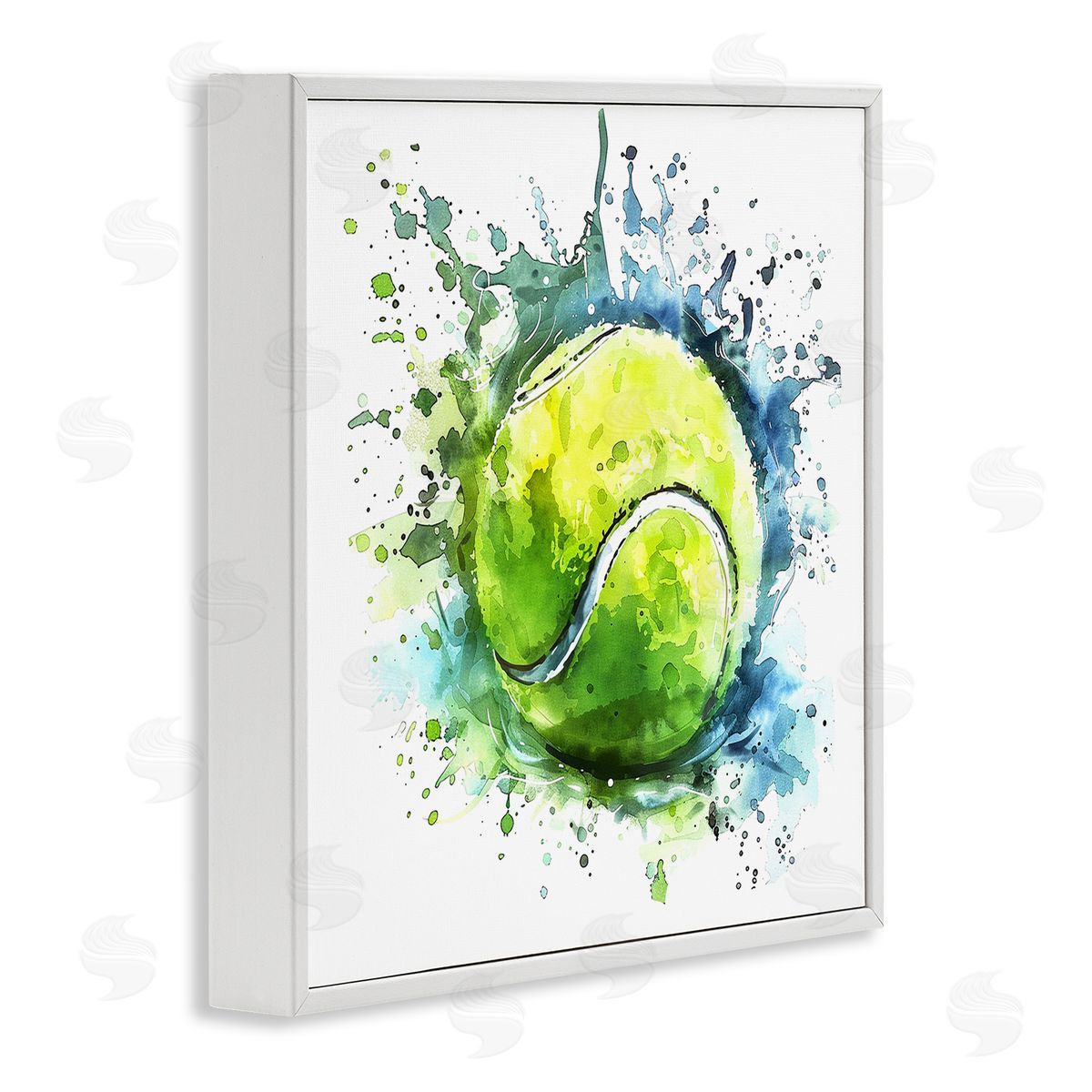 Tennis Ball Bright Splash White Frame Print Wall Art, Home Decor by LSR Design Studio