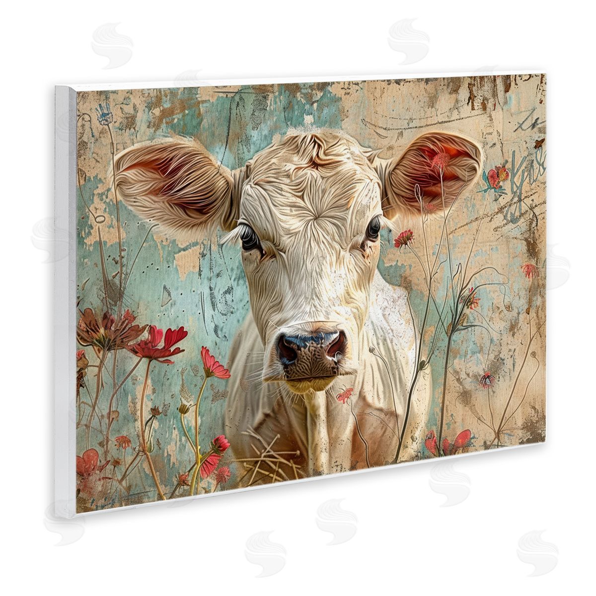 Spring Country Cow Wood Plaque Wall Art, Home Decor by LSR Design Studio